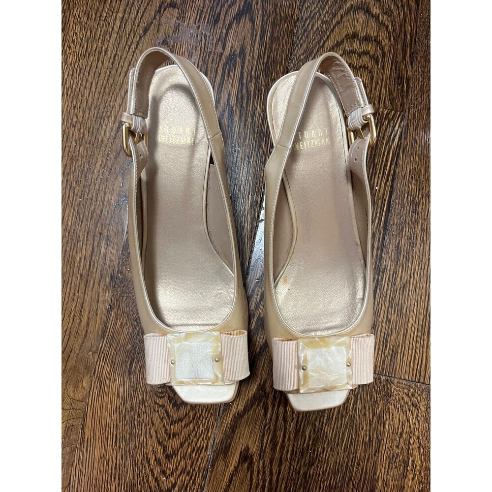 Stuart Weitzman Patent Leather Bow Accents Slingback Sandals Women's Size: 7.5